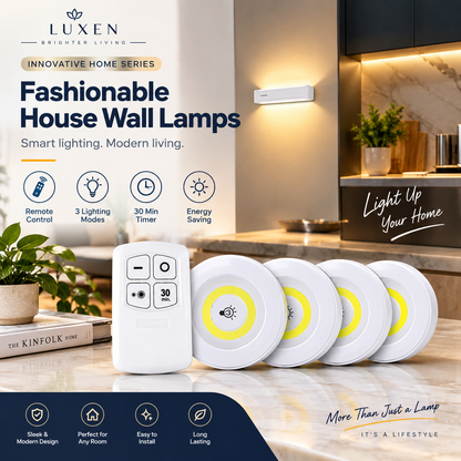 LED Remote Control Lights – Tap Lights with Self Adhesive for Cabinet, Wardrobe & Kitchen